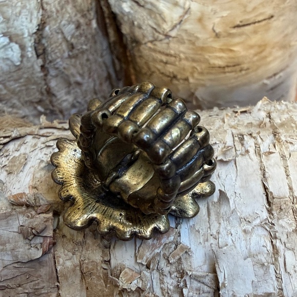 Owl Stretch Ring Vintage Golden Bronze with Golden Crystal Eyes - Picture 3 of 3